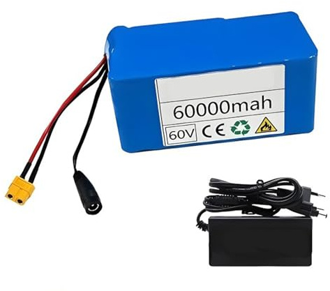 60V 60AH Batterie De Vélo Électrique 16S2P Batterie Lithium pour Trottinette Pliable pour Moteurs de vélo électrique de 200 W 500 W 800 W et 1000 W 60V 60Ah,XT90