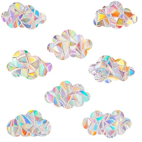 24 Pcs Anti Collision Windows Stickers Rainbow Clouds Window Decals to Prevent Bird Strikes Cloud Window Clings Strike Prevention for Home Decor Glass Suncatcher Sticker for Glass Doors Windows