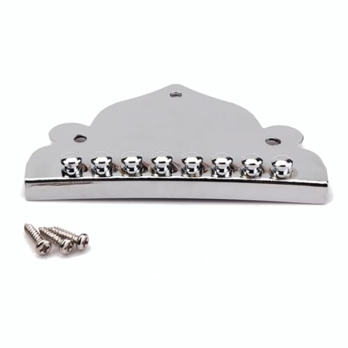 HOUDERCO Chrome Triangle Plated 8-string Mandolin Tailpiece with Screws for Mandolin Part Replacement and Box Guitar, Excellent Workmanship and Decorative Instrument Accessory