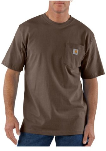 Carhartt Men's Loose Fit Heavyweight Short-Sleeve Pocket T-Shirt Work-Utility, Dark Brown, XL