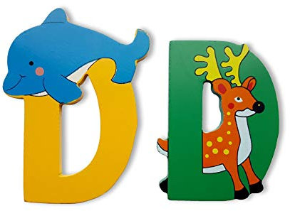 Vinsani® Wooden Jungle Animal Alphabet Letters Personalised Bedroom Wall Door Name (D)