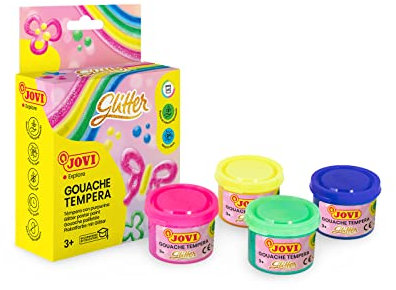 Jovi - Pack de 4 botes de témpera glitter, multicolor, 35 mililitros (518)