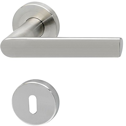 SOLIDO 1428-2220-2221 Drückergarnitur Dover mit Rosetten BB (Buntbart), Edelstahl