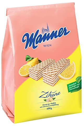 Manner Zitronen-Waffeln | vegane knusprige Waffeln mit Zitronencreme | 1er Pack (400 g)