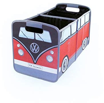 BRISA VW Collection - Volkswagen Foldable Storage Trunk Box Bag for Grocery Shopping in VW T1 Bus Campervan Shape (Classic Bus/Red & Black)