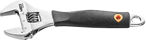 NEO TOOLS Rollgabelschlüssel Einmaulschlüssel aus Chrom-Vanadium Stahl – Einmaulschlüssel Verstellbar Adjustable Wrench mit Weichem Griff - Länge: 150 mm max. Maulweite 0-23mm