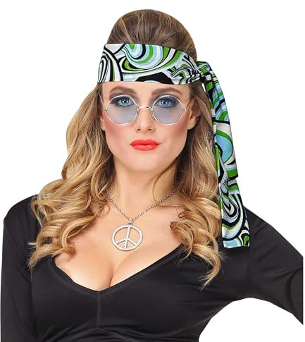 W WIDMANN MILANO Party Fashion - 60er/70er Jahre Stirnband, Haarband, Flower Power Accessoire, Hippie
