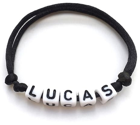 Bracelet LUCAS (modèle exemple) personnalisé réversible réglable imperméable avec Prénom Texte Nom Texte Taille Couleur Perles Cordon aux choix