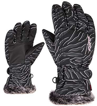 Ziener Damen KEM MITTEN lady glove Ski-handschuhe/Wintersport, , schwarz (zebra print), 3.5