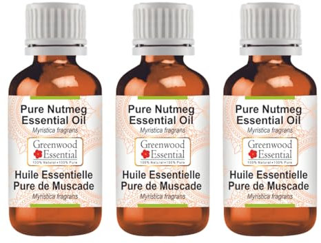 Greenwood Essential Naturreine Muskatnuss ätherisches Öl (Myristica fragrans) Dampfdestilliert 100ml X 3 (10 oz)