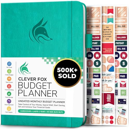 Clever Fox Budget Planer - Ausgaben Tracker Botizbuch. Monatliches Budgetierungsjournal, Finanzplaner und Rechnungsbuch zur Kontrolle Ihres Geldes, A5 - Aquamarin (Englisch)