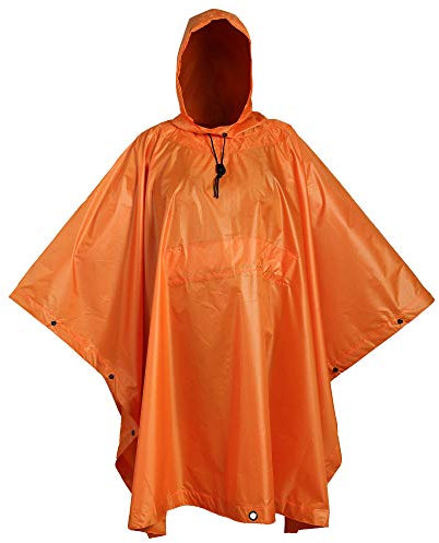 USGI Industries Militärischer Stil Poncho – Notfallzelt, Unterschlupf, Überleben – Mehrzweck-Regenponcho mit Ripstop-Camouflage, Orange, One size