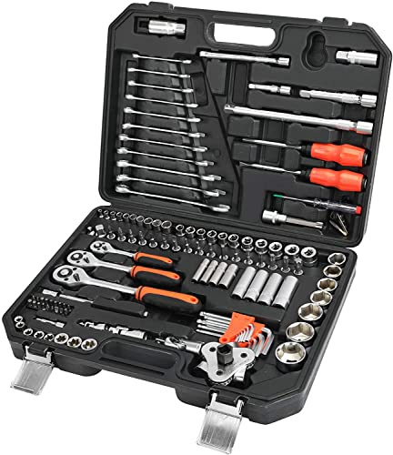 ValueMax Coffret de Douilles en Cr-V avec Clés à Cliquet et Embouts | 122 Pièces, Mallette pour Réparation Automobile