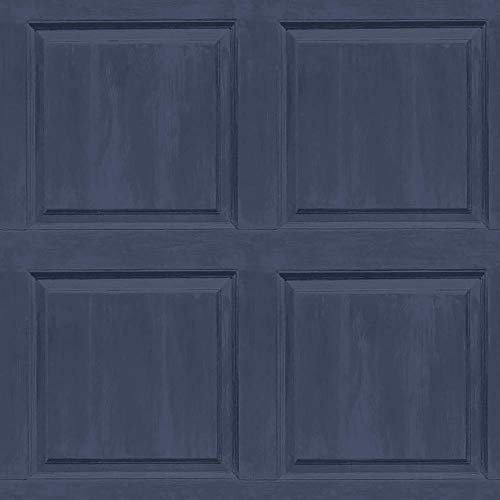 Washed Panel Wallpaper Wood Effect Charcoal Navy Rustic Traditional