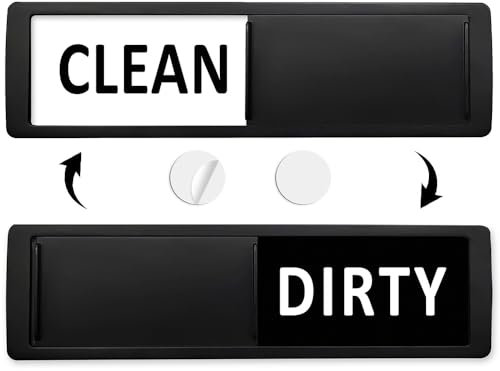 Spülmaschine Magnet clean Dirty Sign Indicator/Kitchen Geschirrspüler Kühlschrank Magnet/Leicht zu lesen und zu verschieben/Starke magnetische Rückseite mit Aufklebern (Schwarz & Weiss)