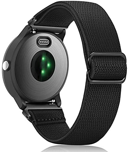 Fintie Elastisches Band, kompatibel mit Garmin Vivoactive 3/Garmin Venu Sq, 20 mm, kompatibel mit Garmin Vivoactive 3 Music/Forerunner 245 Music/Forerunner 265 Music Smartwatch, schwarz