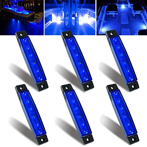 WIMACT LED Boat Interior Lights, Marine Courtesy Light Strip, Deck Transom Cockpit Navigation Lighting, Waterproof 12V for Fishing Pontoon Sailboat Kayak Yacht (6Pcs, Blue)