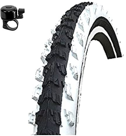 2 x Kenda K-829 MTB 24 Fahrradreifen Fahrradmantel Schwarz/Weiß 50-507 (24x1.95) inkl. Fahrradklingel