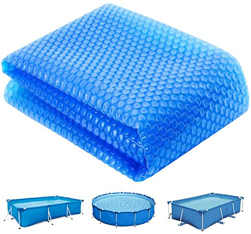 TOSANEO Pool Solarabdeckplane Rund Ø 457 cm Poolheizung Solarfolie 120 µm Solarplane Poolsolarplane Solar Heizung Solarabdeckung Wärmeplane Folie Blau zuschneidbar