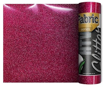 Cricut Joy Compatible Glitter Iron On Vinyl | Brilliant & Sparkling Heat Transfer Vinyl for Use On Fabrics | Shimmering Effect | Available in A Large Variety of Colours (Hot Pink)