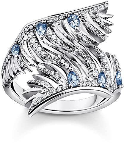 THOMAS SABO Damen-Ring Phönix-Flügel Blaue Steine TR2409-644-1-56 Ringgröße 56/17,8
