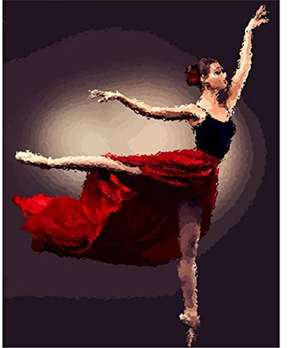 YSCOLOR Balletttänzer Malen Nach Zahlen Auf Leinwand Mit Diy Kit Für Erwachsene Zeichnen Acrylfarbe Ölbild Zum Malen Nach Zahlen 40X50cm
