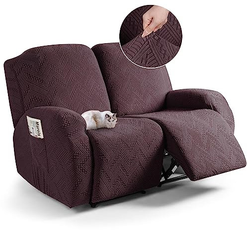 TAOCOCO Recliner Chair Cover, Stretch Sofa Cover 2 Seater With Arm Rest, Couch Cover Soft, Machine Washable Recliner Sofa Protector (Coffee, 2 seater)