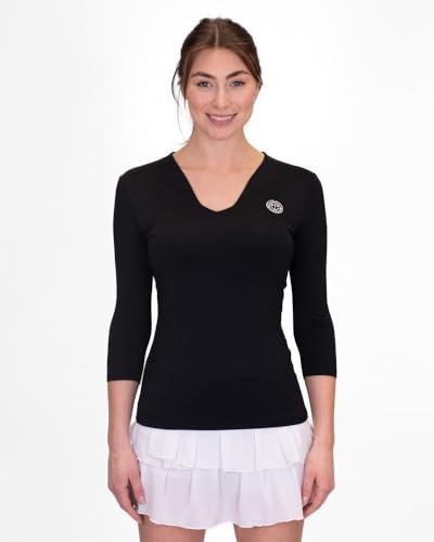 BIDI BADU Damen Crew V-Neck Longsleeve - Black, Größe:L