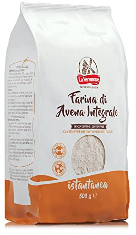 La Veronese | Farina di Avena Integrale Istantanea Senza Glutine, Anallergica, Fonte di Proteine e Ricca di Fibre, Povera di Sale, per Ricette Dolci o Salate, 500g