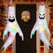 Halloween Deko Outdoor, Halloween Geist Windsock Dekoration Garten mit Led Lichterkette,120CM Halloween Windsäcke Hängen Ghost Flags Wetterfahne für Halloween Party Horror Garten hDécor - 2 Stück