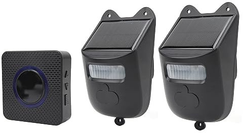 Alarme D'allée Solaire sans Fil Longue Portée Détecteur de Mouvement Extérieur Système D'alerte de sécurité avec 1 Récepteur et 2 Détecteurs