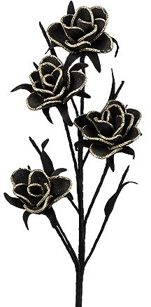 formano Deko Blüte Deko Blume Kunstblume Blütenzweig Rosenzweig 92 cm schwarz/Gold