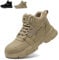 SROTER Steel Toe Cap Boots Men Women Work Boots Waterproof Safety Trainers Lightweight Safety Shoes Non-Slip, Khaki, 12 UK