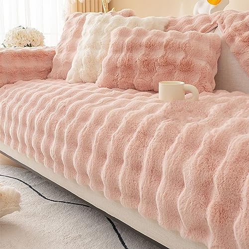 Dickes Kaninchen Plüsch Sofabezug 1 2 3 Sitzer, Sofa Überzug, Weiche Warme Sofa Slipcover für Ecke L-Form, Lustige Fuzzy Sofa Abdeckung, Anti Rutsch Samt Sofa Kissenbezüge