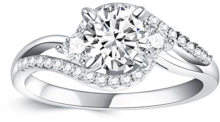 Molioaki Verlobungsring Damen Silber 925 Eheringe Ringe Frauen Diamantring 1ct 5A Zirkonia und drei Steine Verlobungsringe mit Geschenkbox Verlobung Hochzeit Geschenk-50