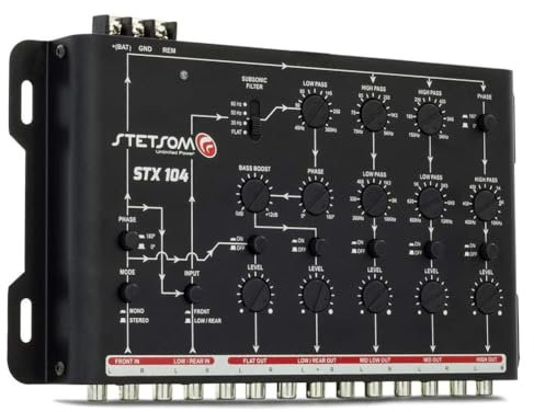KIT Set FÜR Stetson STX104 1 5-Wege elektronische Frequenzweiche, Equalizer, 4 Eingänge, 5 Ausgänge, mit Bass Boost und Subsonic Filter, für Auto, 1 Stück
