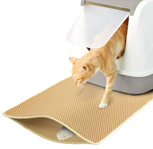 CanadianCat Company | Katzenklo Matte Katzenstreu Matte, Vorleger für Katzentoilette, Katzenmatte, Katzenstreumatte, beige, 60 x 45 cm