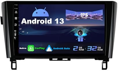 SXAUTO Android 13 IPS Autoradio für Nissan XTrail Qashqai j11 Rouge (2014-2018) - CarPlay/Android Auto - Rückfahrkamera - 2G+32G - Lenkradsteuerung DAB Fast-Boot WiFi DSP Bluetooth - 2 Din 10.1 Zoll