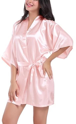 Trek Forte Accappatoio Corto da Donna in Raso Vestaglia Donna Kimono Sexy Pigiama Vestaglia Sposa e Damigelle