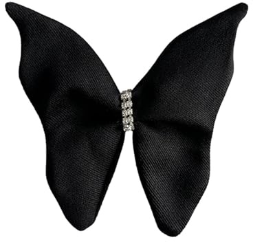 Broche papillon en tissu délicat pour femmes et filles - Avec strass et cristaux - Grand nœud - Épingles à boutonnière pour mariage, anniversaire, vacances, robe de mariage, anniversaire, vacances
