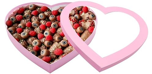 30.5cm Heart Shaped Gift Box Cutout Fillable Paper Mache Charcuterie Board Sweet Birthday Food Tray for Treat (Pink, heart shape)