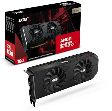 acer Nitro AMD Radeon™ RX 7600 XT OC - 16GB VRAM GDDR6, HDMI, 3X DP - PCIe 4.0 - Dual Fan - Black - Graphics Card