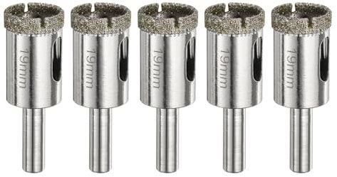 sourcing map 5pcs Diamond Drill Bit Hole Saw 3/4(19mm) Tile Core Cutting Drilling Tool for Glass Ceramic Marble Porcelain Tile Quartz Gemstone Aquariums