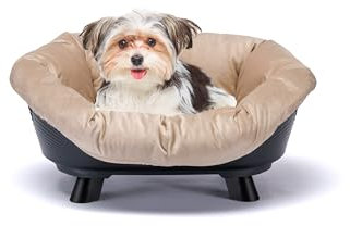 Ferplast Hundebett & Katzenbett mit Kissen, Hundebett waschbar, erhöhtes Hundebett Klein, katzenbett waschbar, atmungsaktiv & rutschfest, Sofa' Throne 64 x 48 x h 29,5 cm, Schwarz