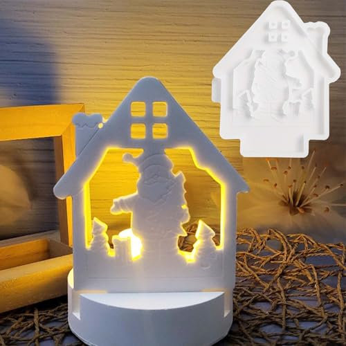 TREABEAR Silikonformen Gießformen Weihnachten, Silikonform Weihnachten, Silikonform Haus, Silikonform Häuser,Silikonform Einschieber, Silikonformen Gießformen Haus, Weihnachtsmann-Kerzenform