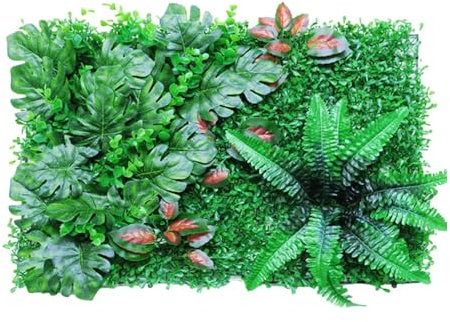 Panneaux muraux en fausse – Panneaux muraux de gazon artificiel – Panneaux muraux topiaires, faux arbustes, haie artificielle, haie de vigne artificielle, 40 x 60 cm, UV