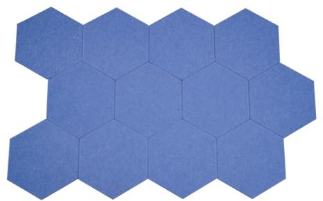 Lot de 12 panneaux acoustiques hexagonaux autocollants - Pour salon, bureau, chambre à coucher, piano, jardin d'enfants et salles d'enregistrement - Bleu
