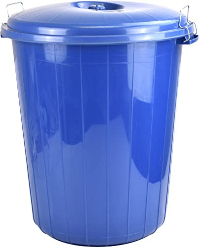 LAVV HOUSEWARES LTD 50L Large Plastic Outdoor Garden Waste Rubbish Dust Bin with Locking Lid Blue