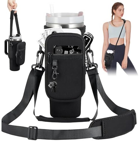 Wasserflasche Tragetasche mit Handyfach, 40oz Tragetasche für Wasserflaschen mit Handyfach, Tragetasche für Stanley Cup Trinkflasche, Tragetasche für Stanley Becher, für Reisen Camping Radfahren