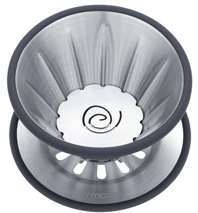 Normcore 2-in-1 Pour Over Coffee Dripper, Single Cup Travel Coffee Dripper, Use V60 and Wave Filter Paper Coffee Maker, 304 Stainless Steel, Silver